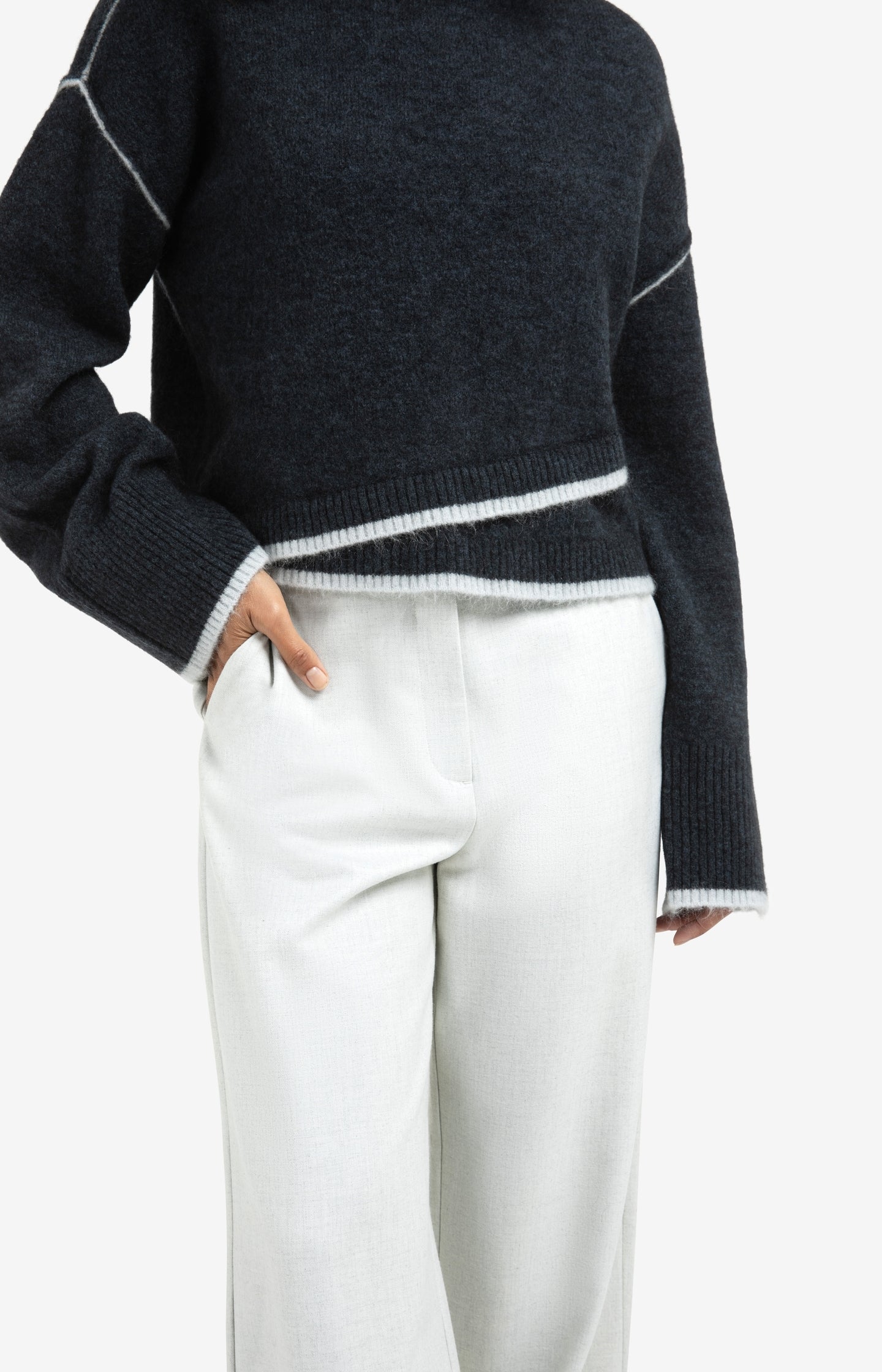 Woven wide leg trousers with belt