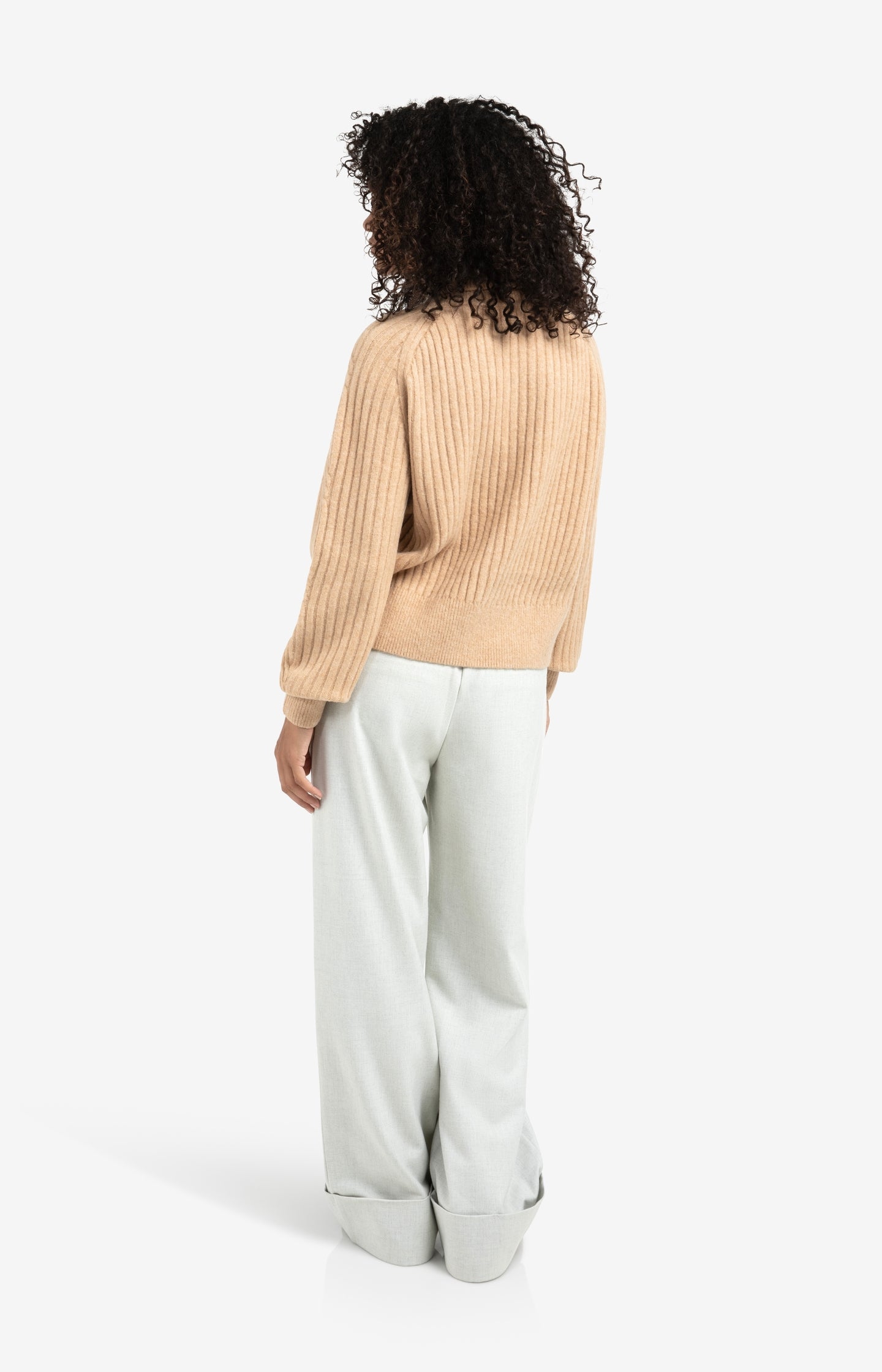 Woven wide leg trousers with belt