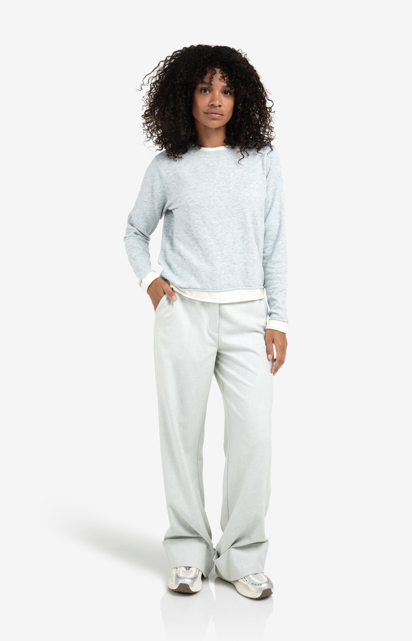 Woven wide leg trousers with belt