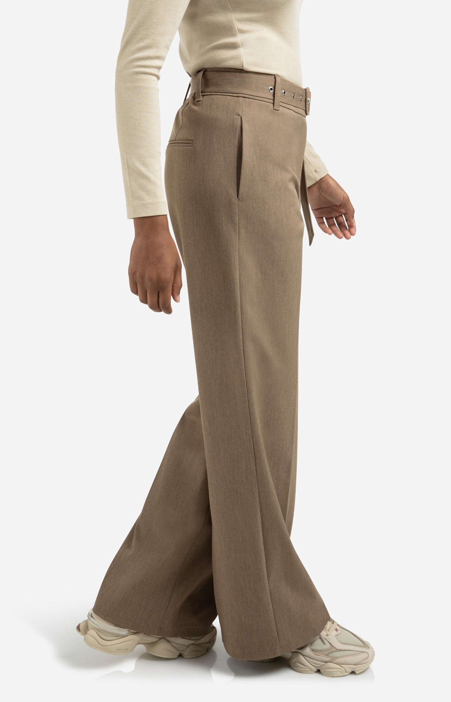 Woven wide leg trousers with belt