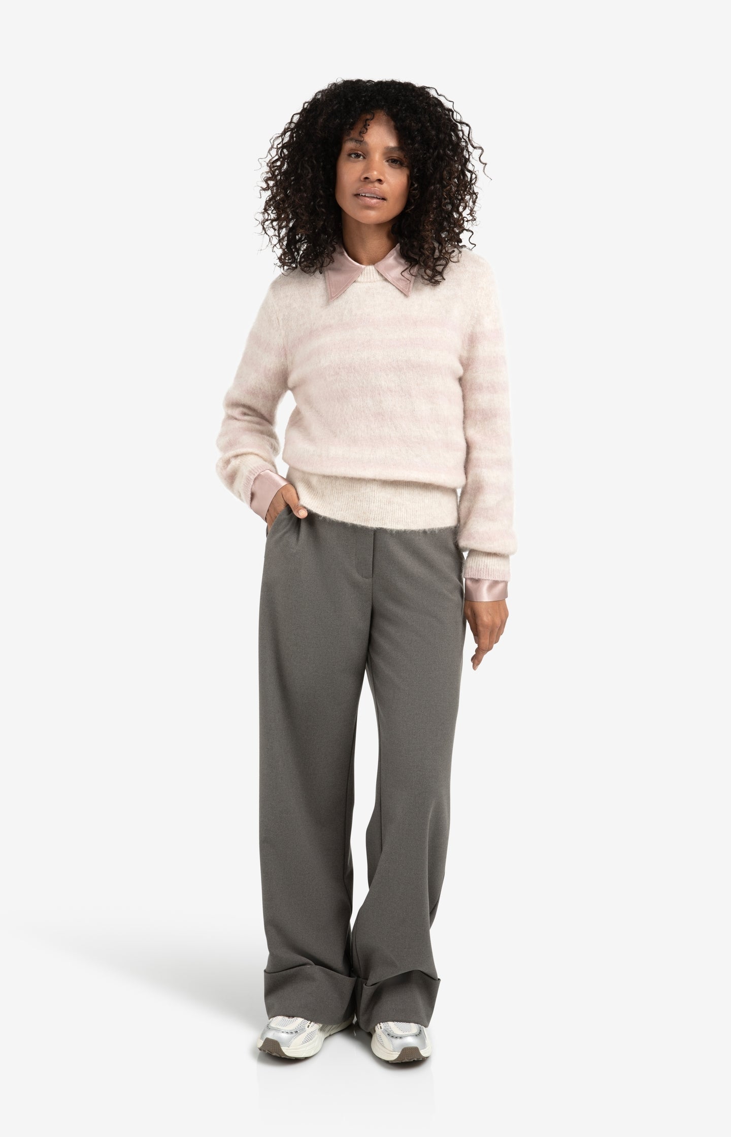 Woven wide leg trousers with belt