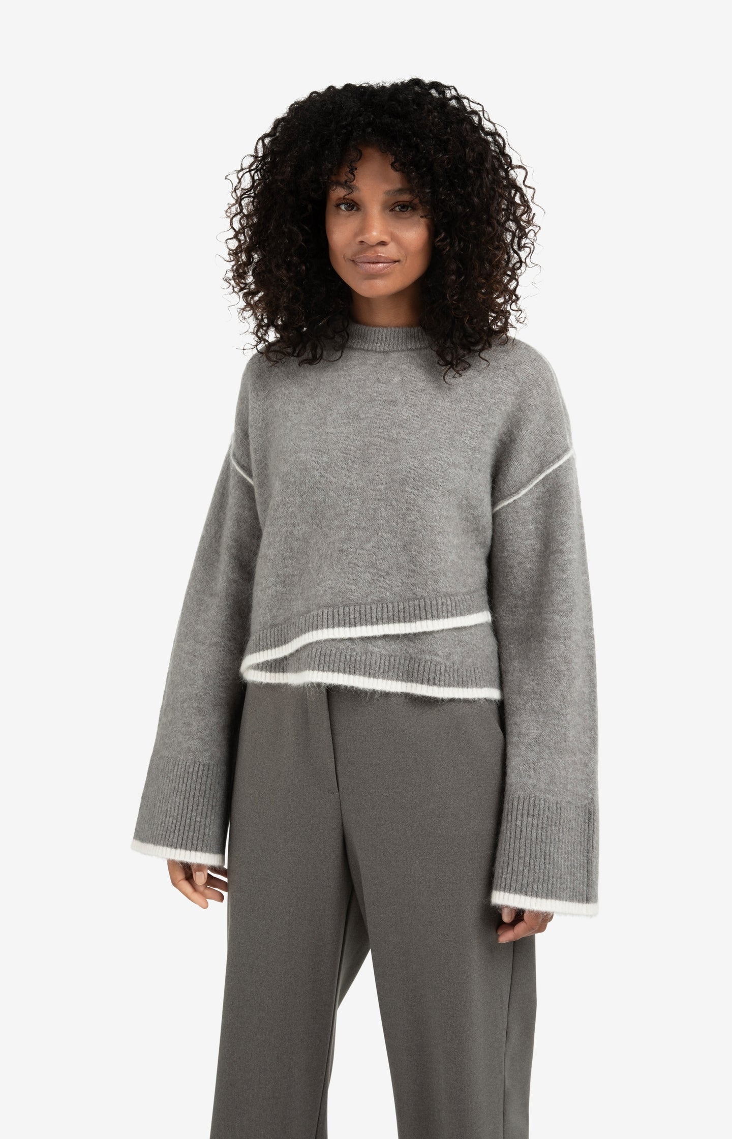 Woven wide leg trousers with belt