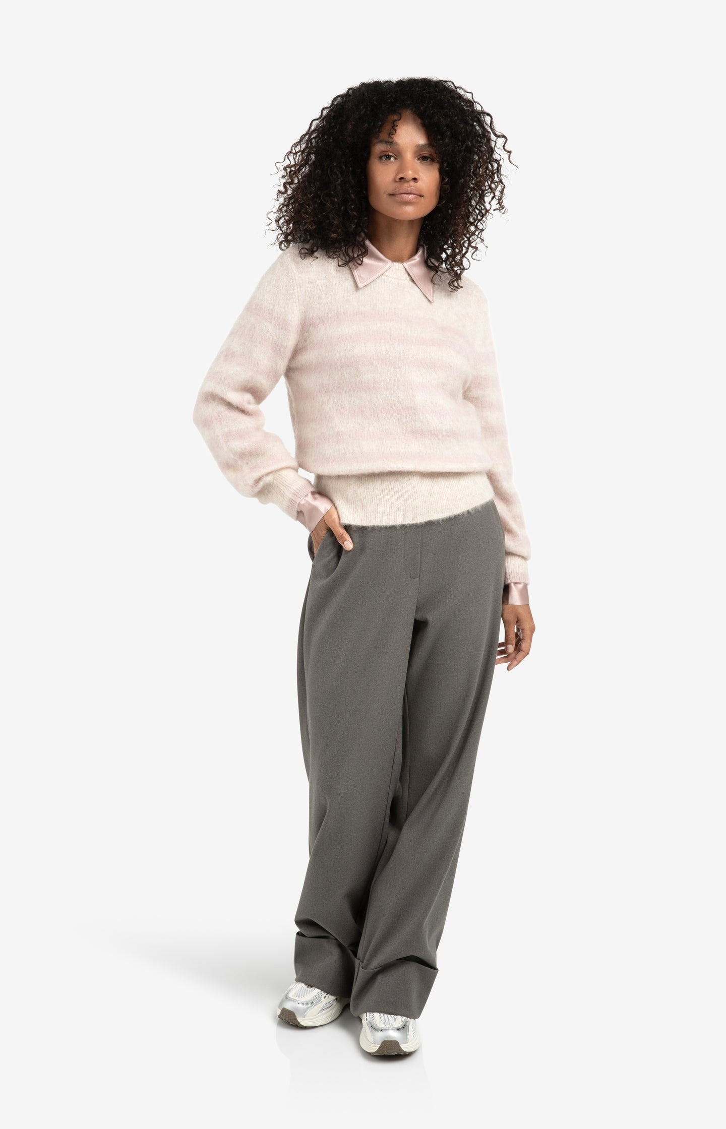 Woven wide leg trousers with belt