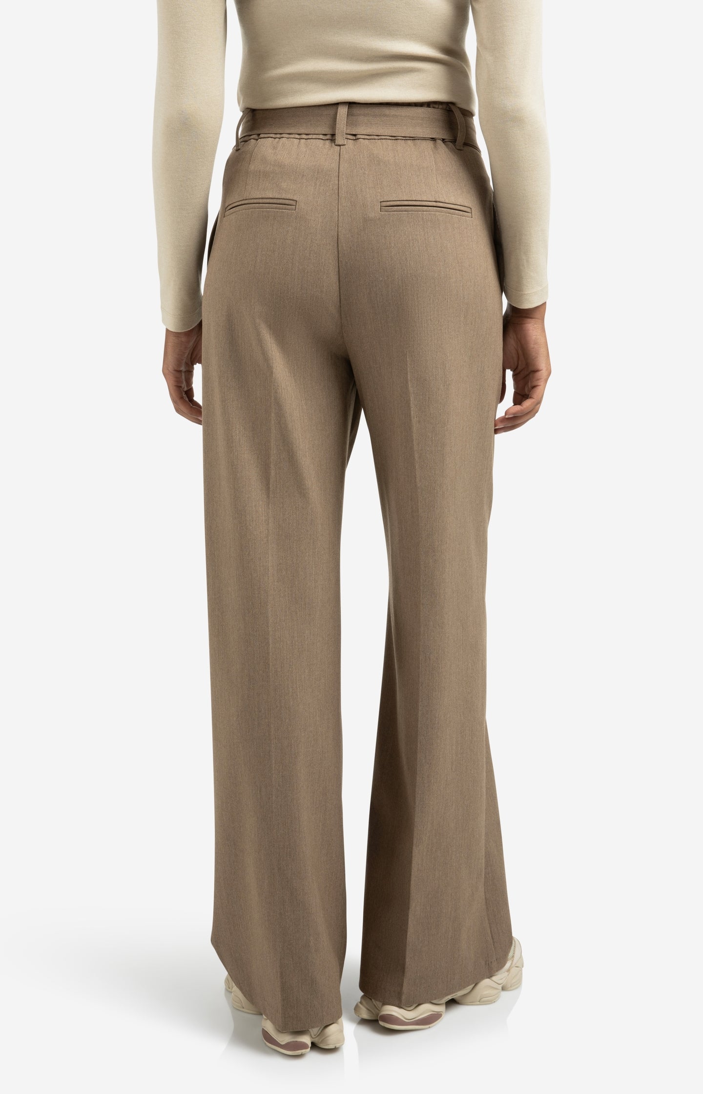 Woven wide leg trousers with belt