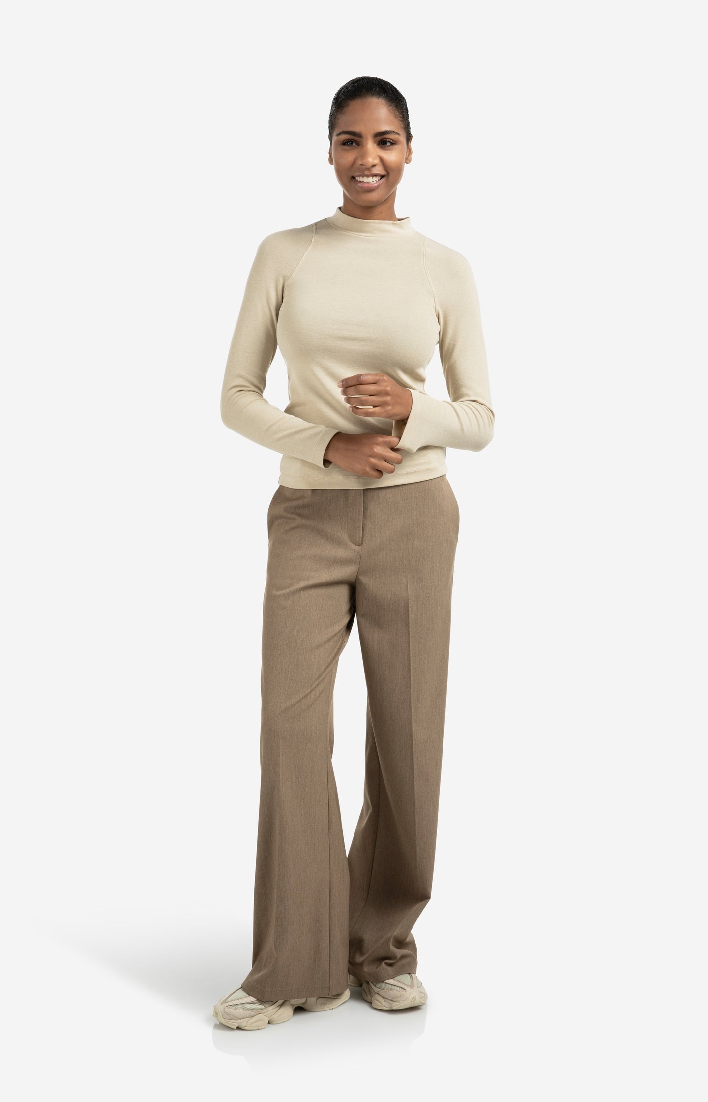 Woven wide leg trousers with belt