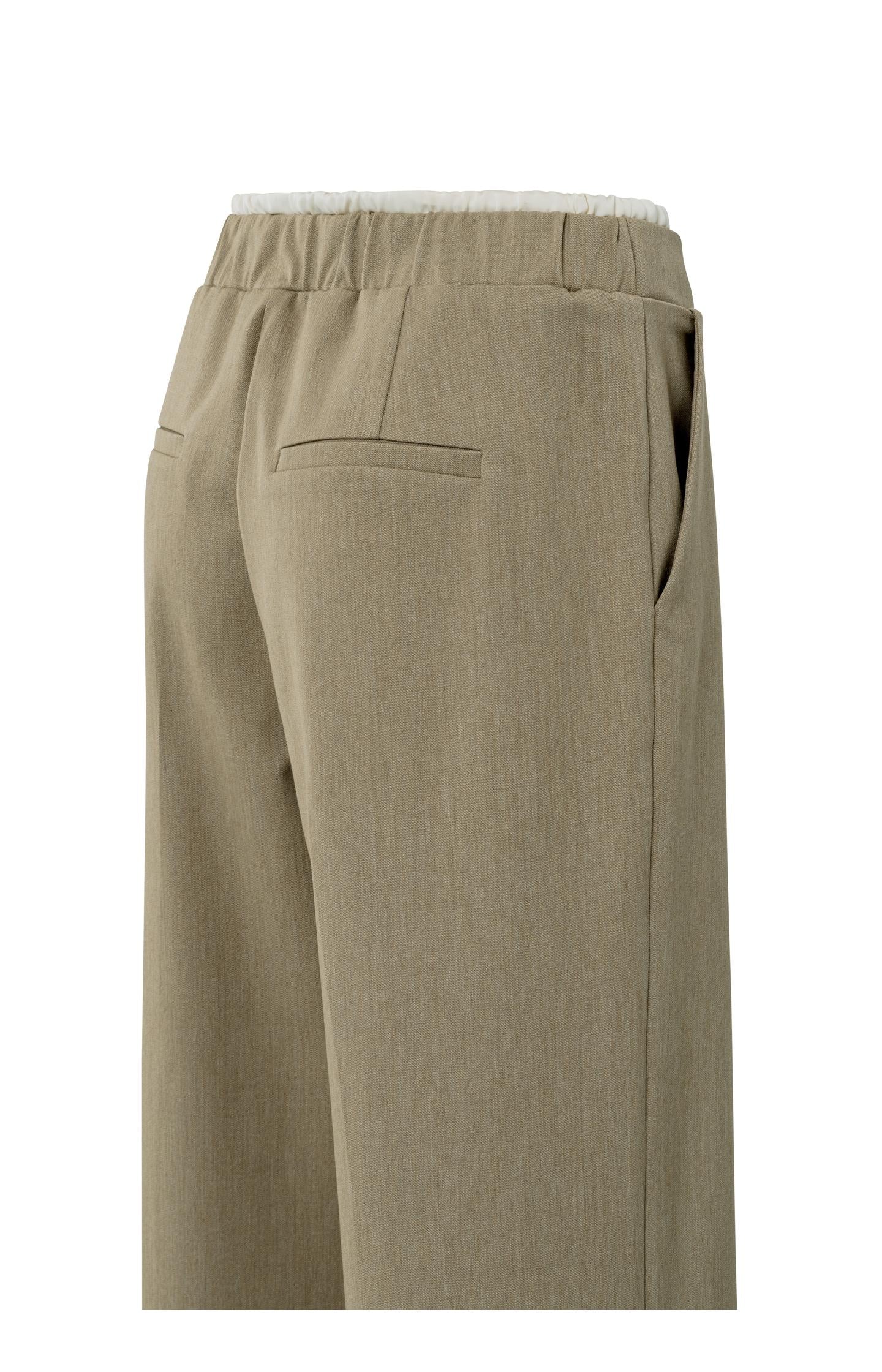 Woven wide leg trousers with contrast waistband