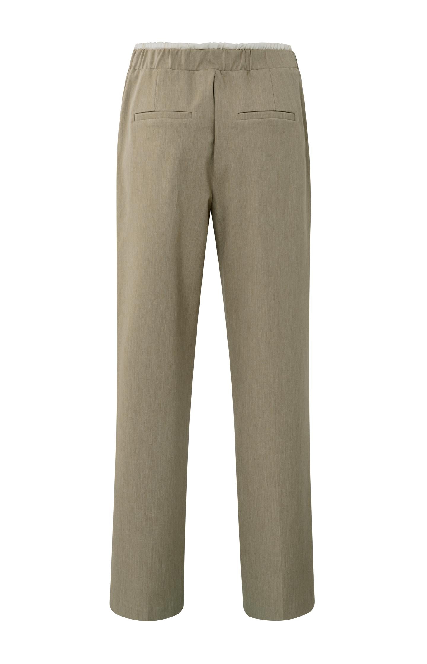 Woven wide leg trousers with contrast waistband