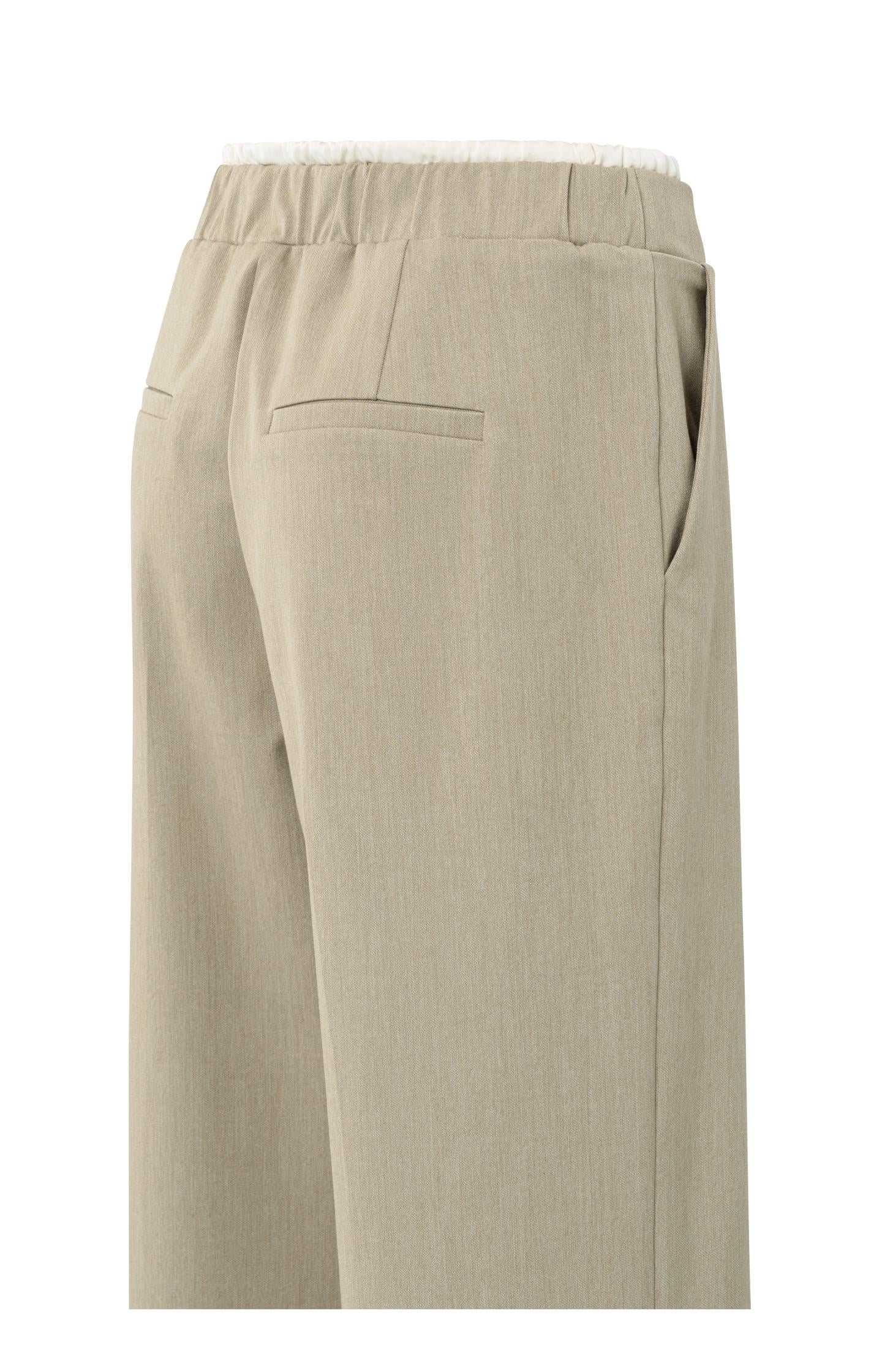 Woven wide leg trousers with contrast waistband
