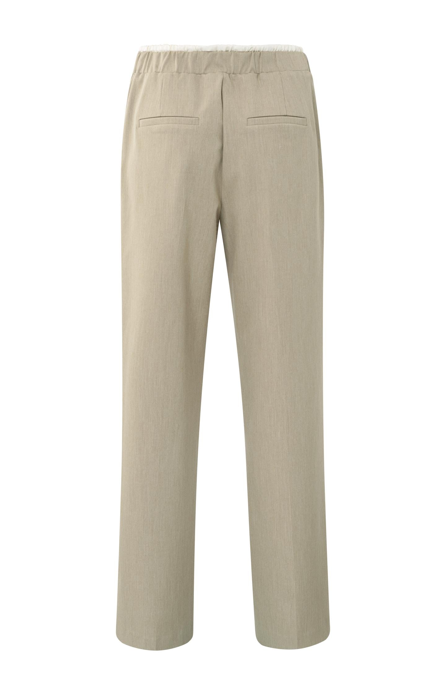 Woven wide leg trousers with contrast waistband