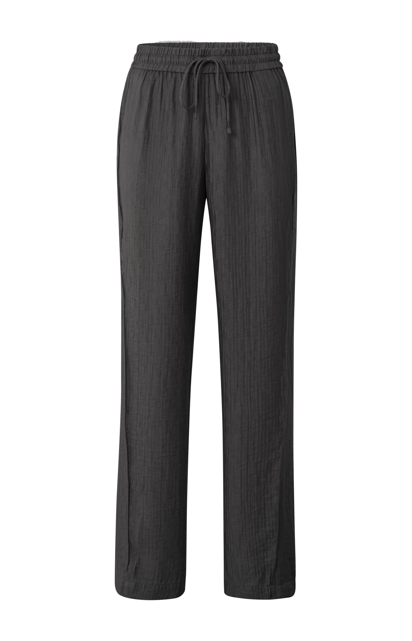 Woven wide leg trousers with drawstring in airy fit - Licorice Black - Type: product