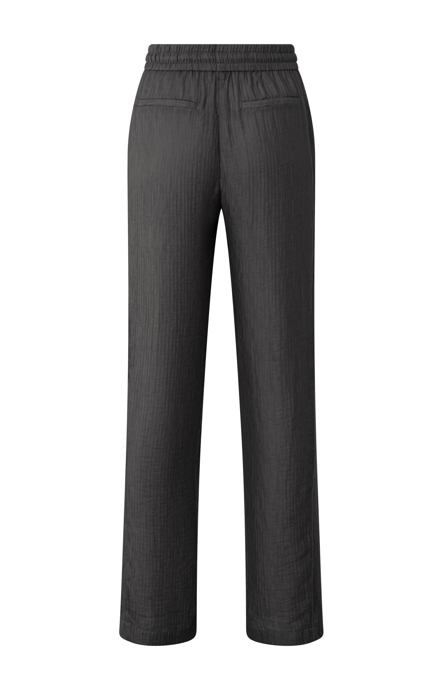 Woven wide leg trousers with drawstring in airy fit - Licorice Black