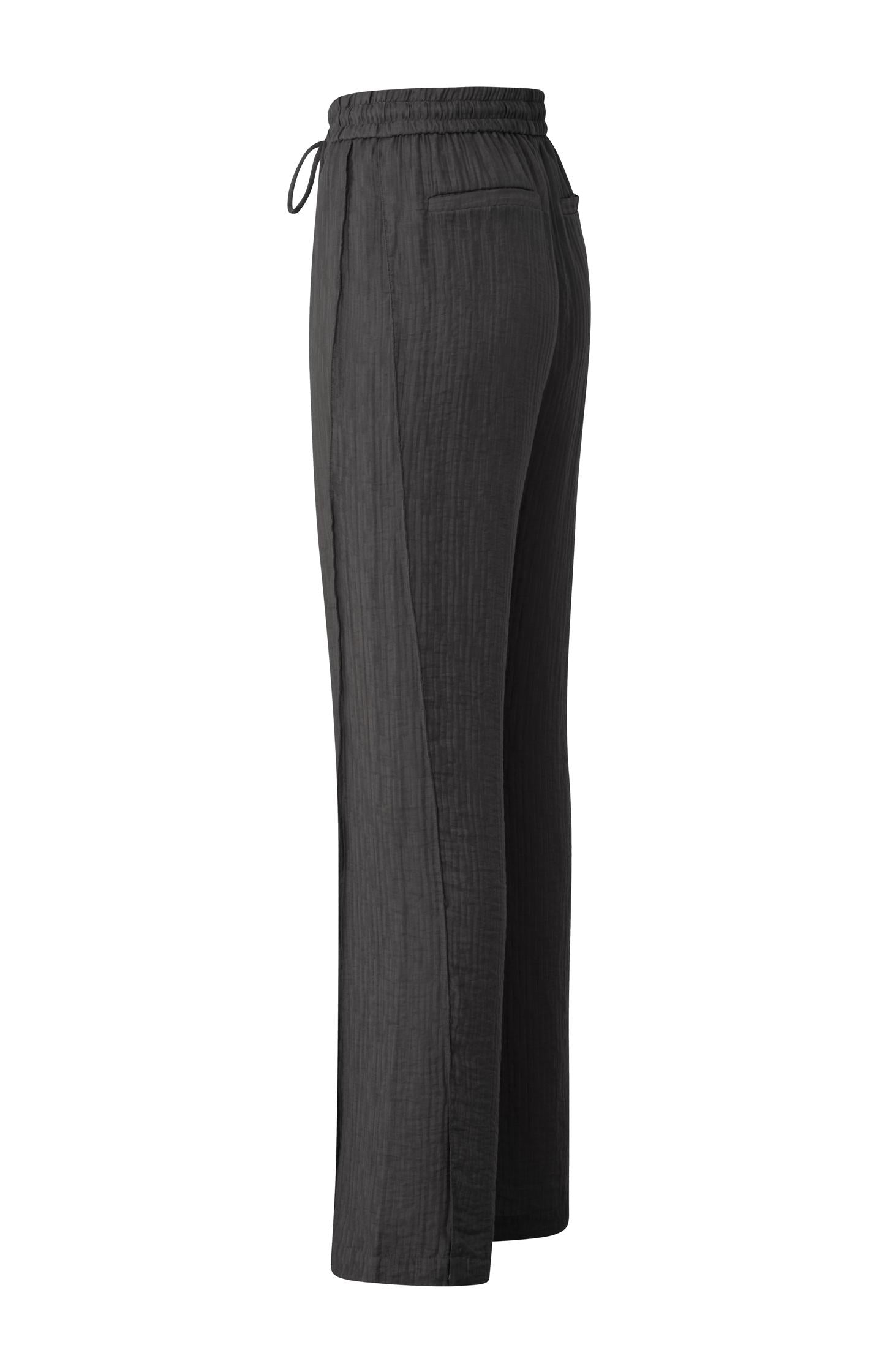 Woven wide leg trousers with drawstring in airy fit - Licorice Black