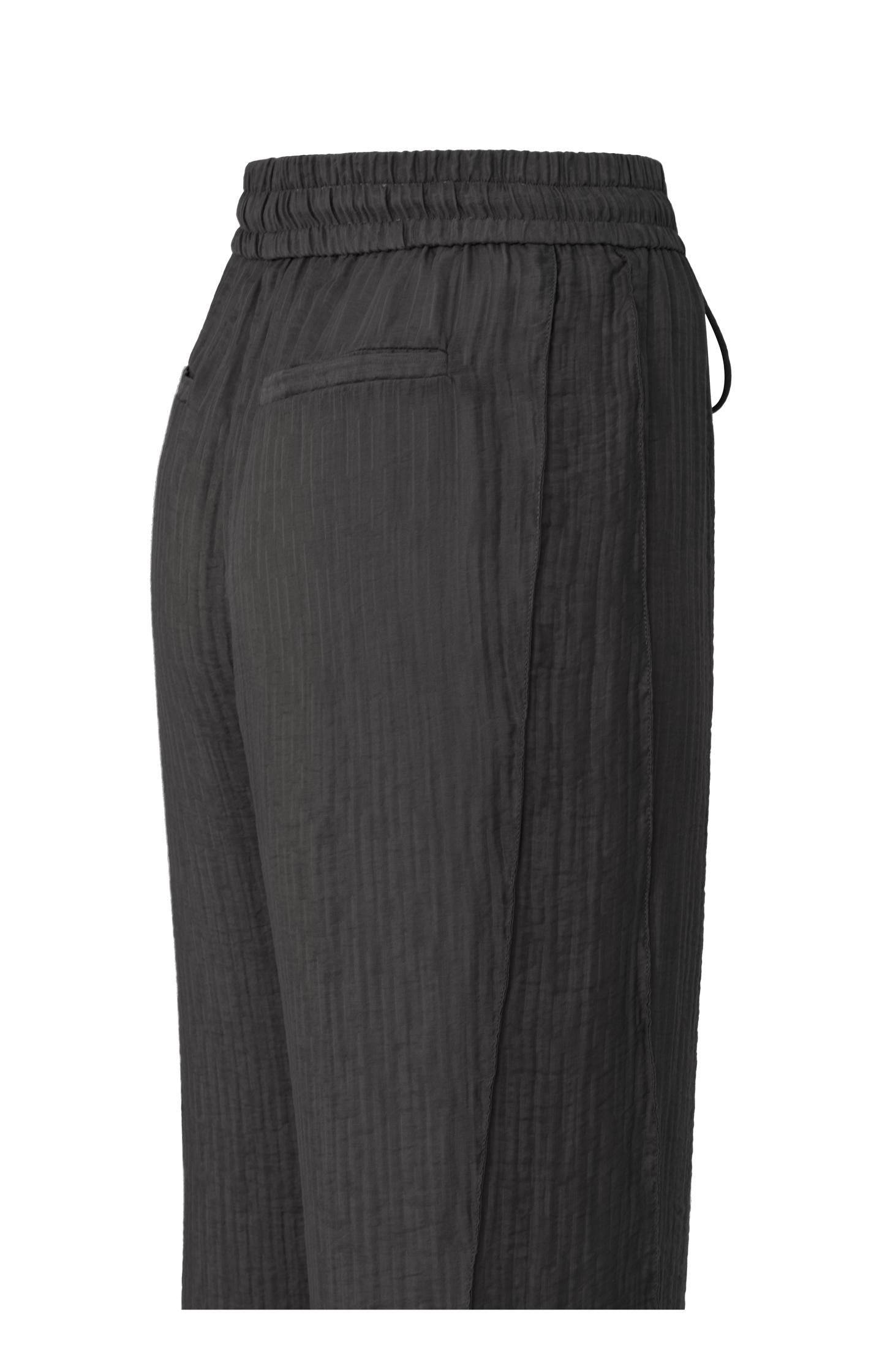 Woven wide leg trousers with drawstring in airy fit - Licorice Black