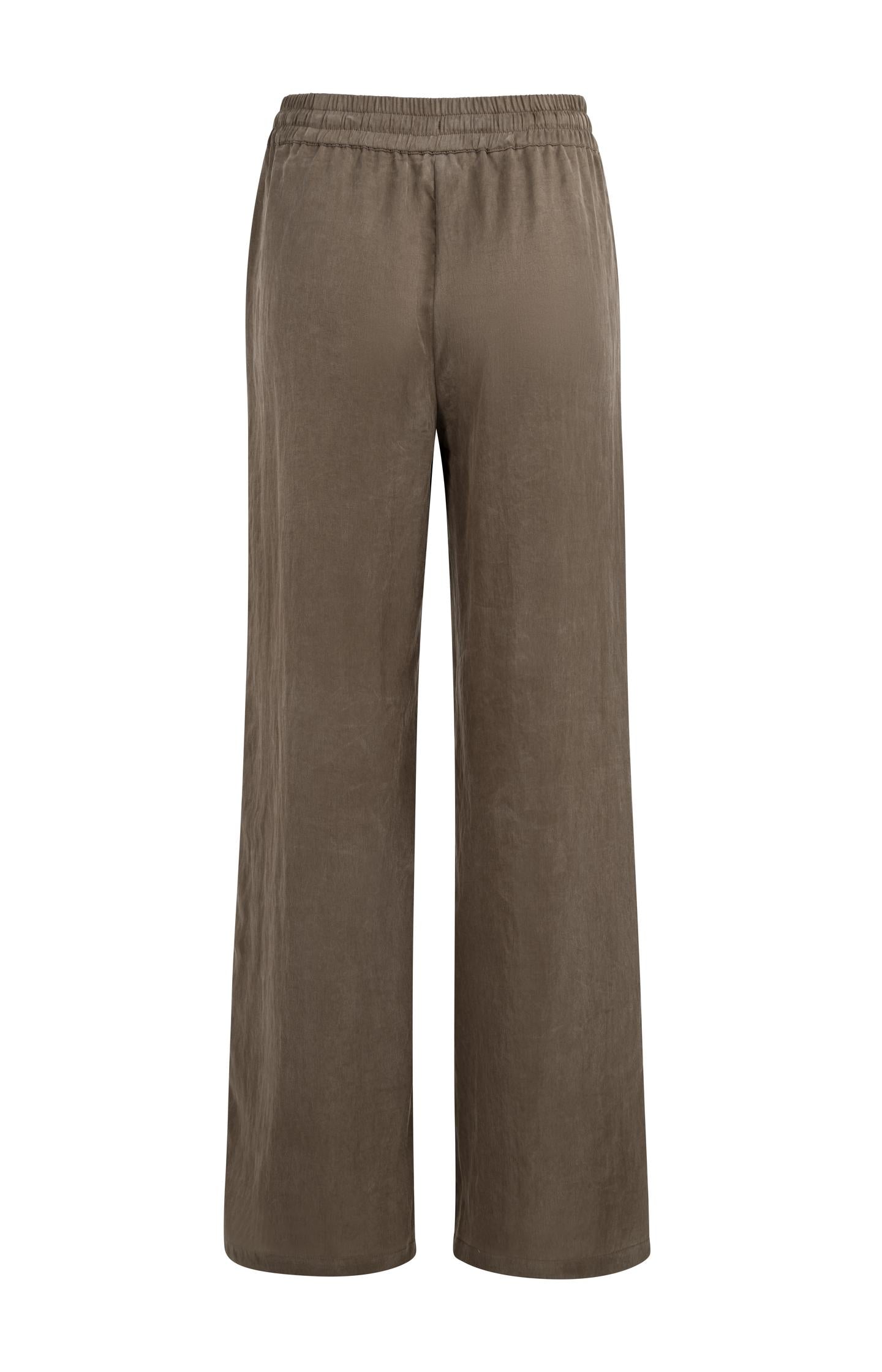 Woven wide leg trousers with elastic waistband