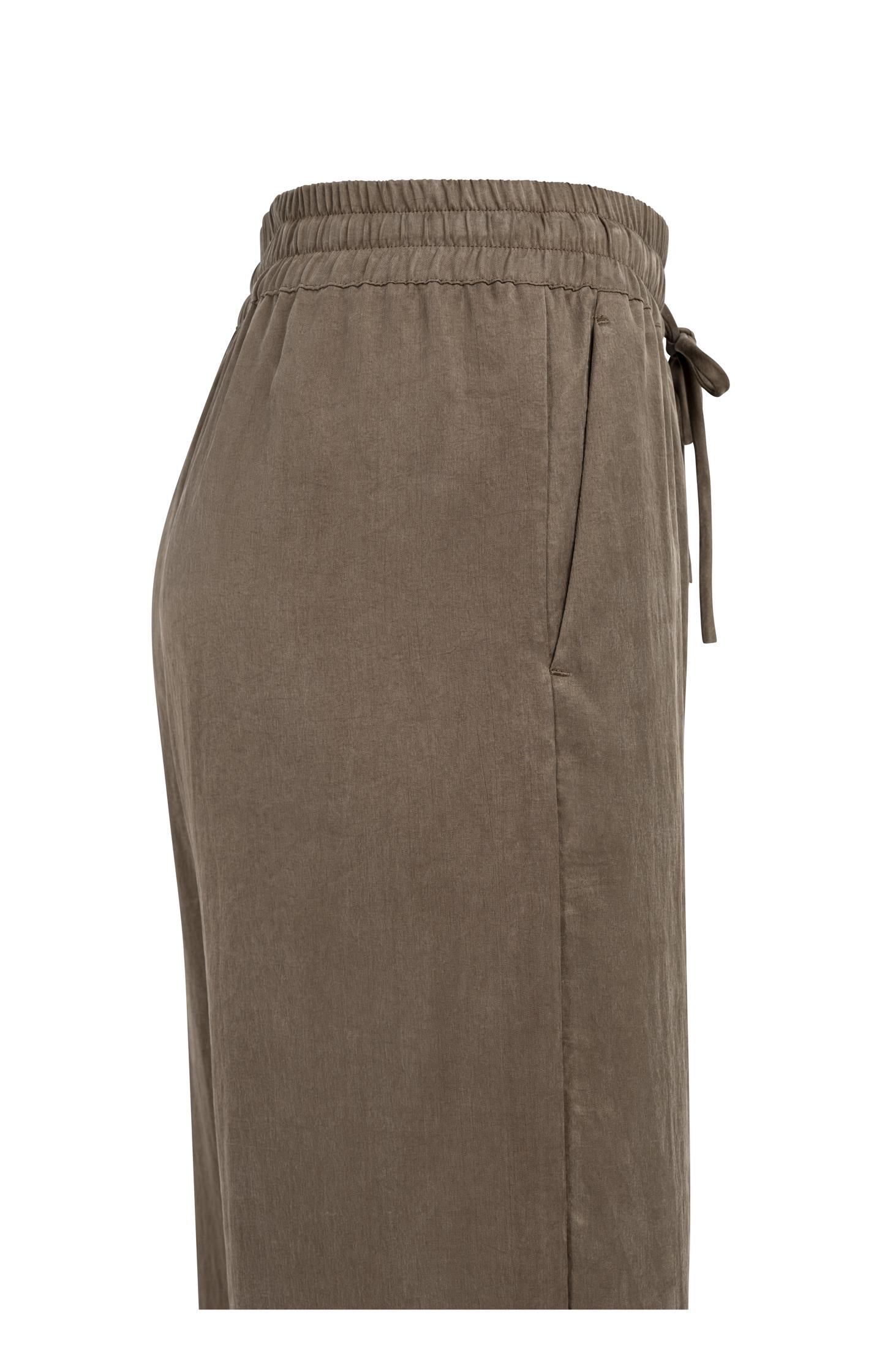 Woven wide leg trousers with elastic waistband