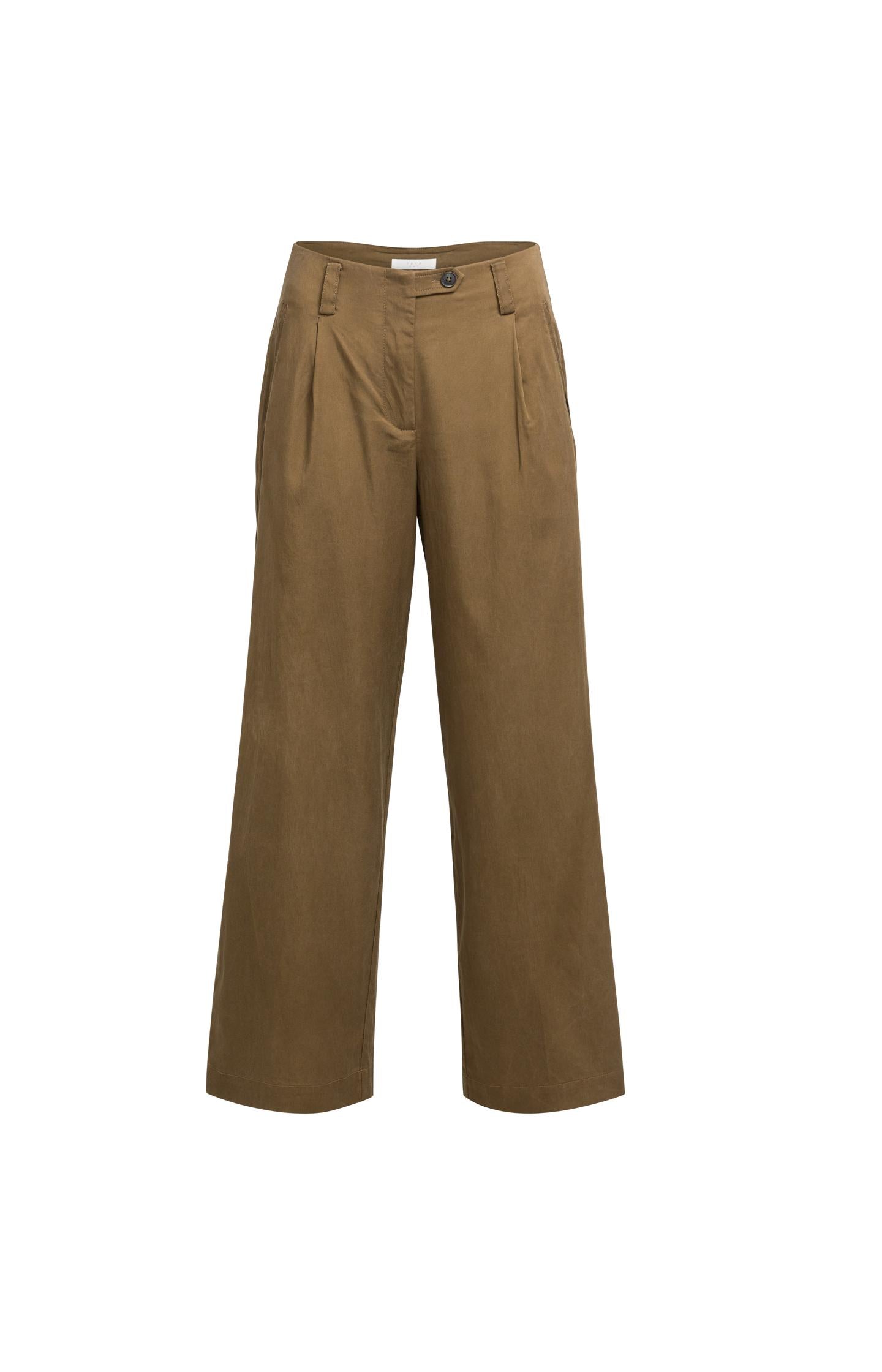 Woven wide-leg trousers with pleat detail