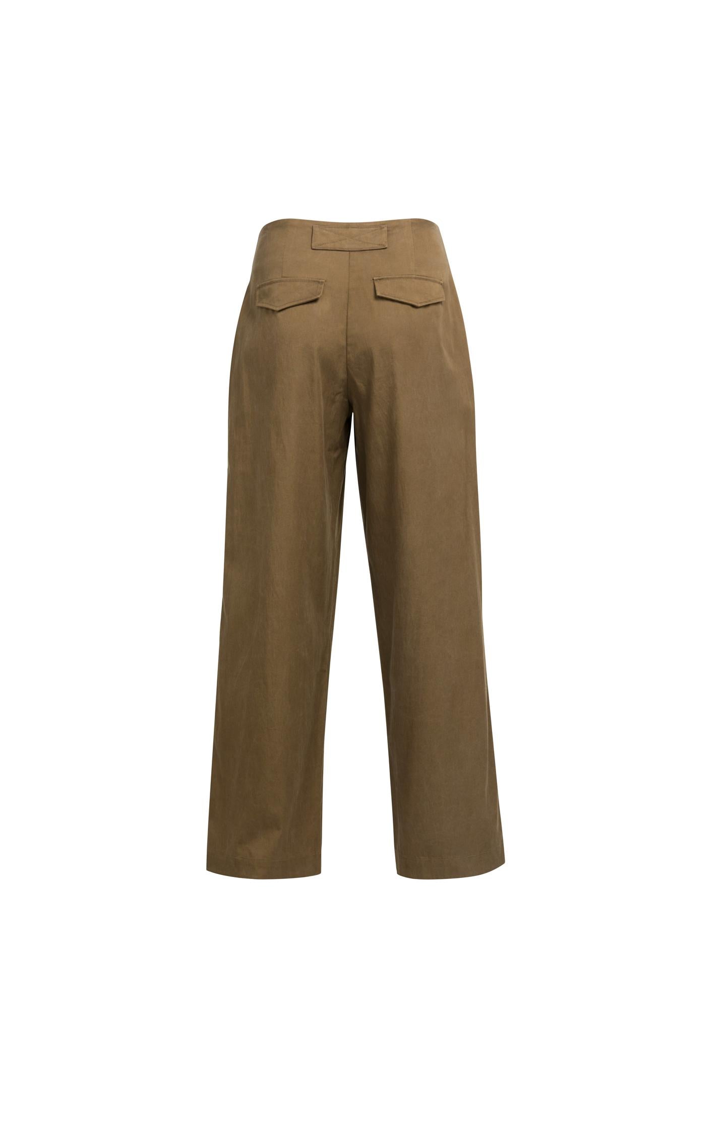 Woven wide-leg trousers with pleat detail