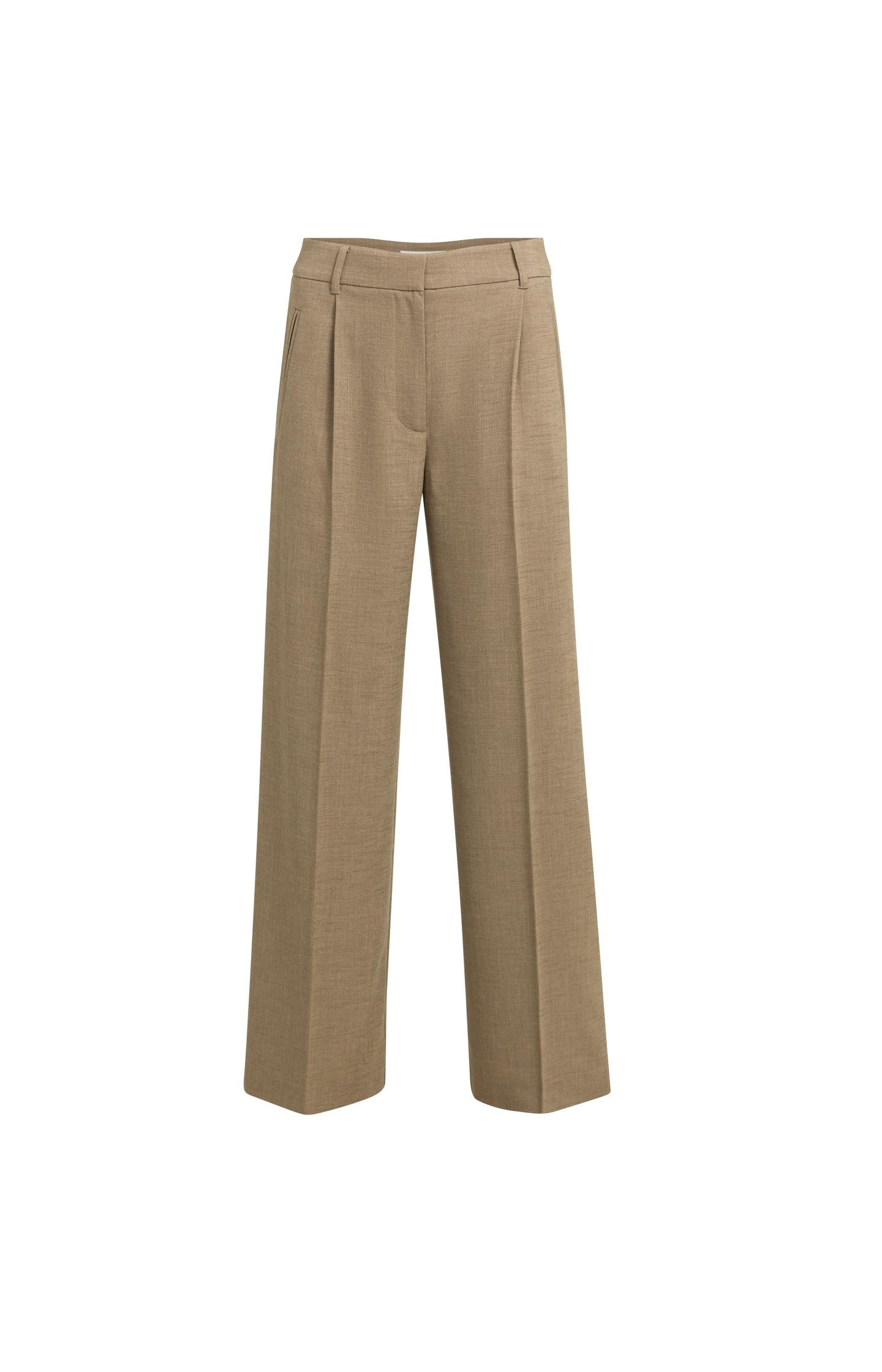 Pantalon en tissu à jambes larges avec plis