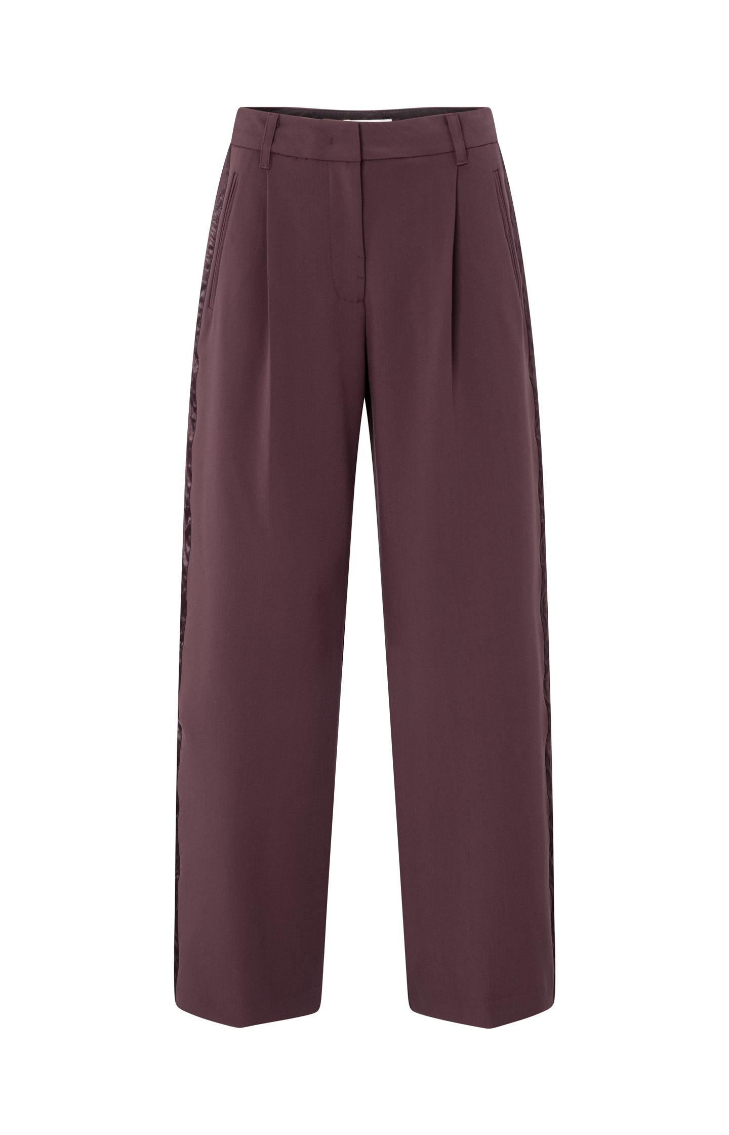 Woven wide leg trousers with satin side tape - Type: product