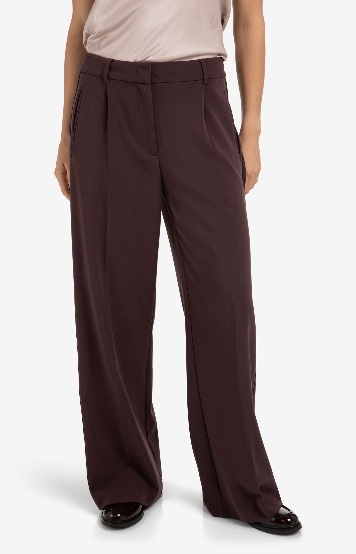 Woven wide leg trousers with satin side tape