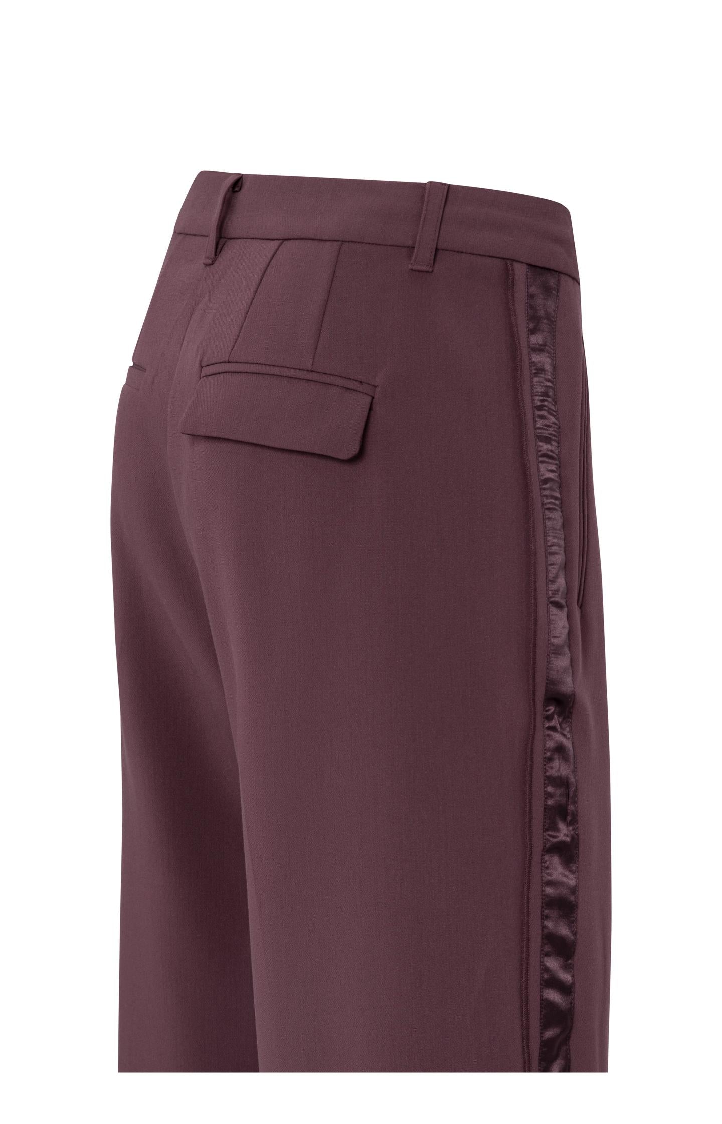 Woven wide leg trousers with satin side tape