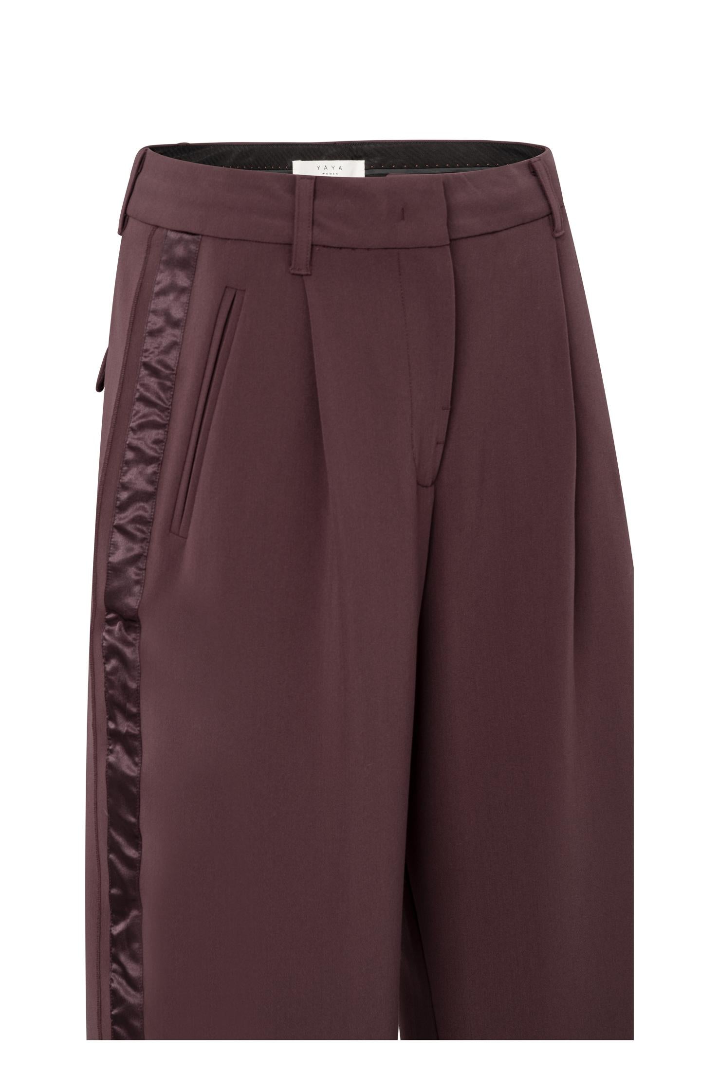Woven wide leg trousers with satin side tape