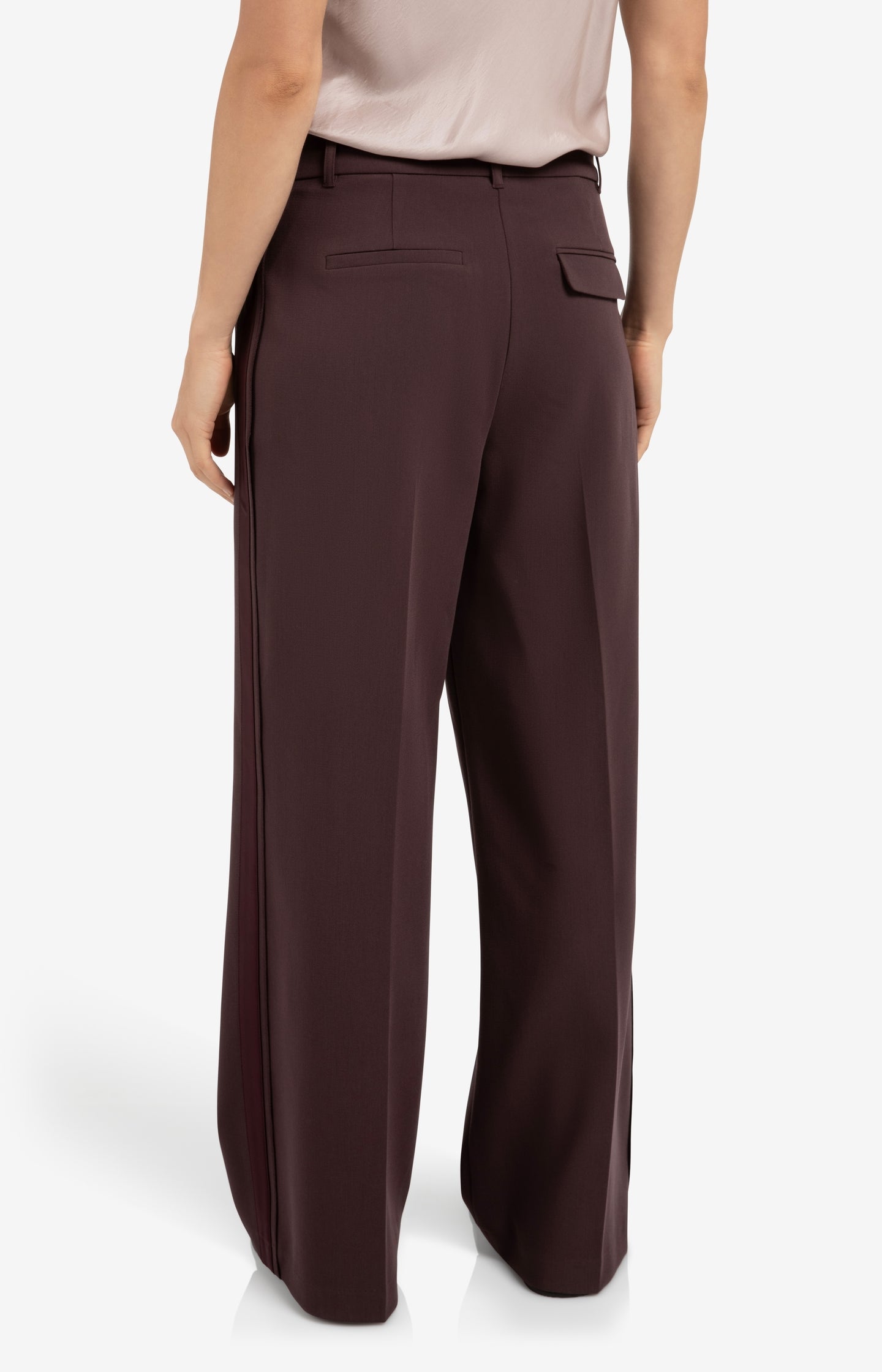Woven wide leg trousers with satin side tape
