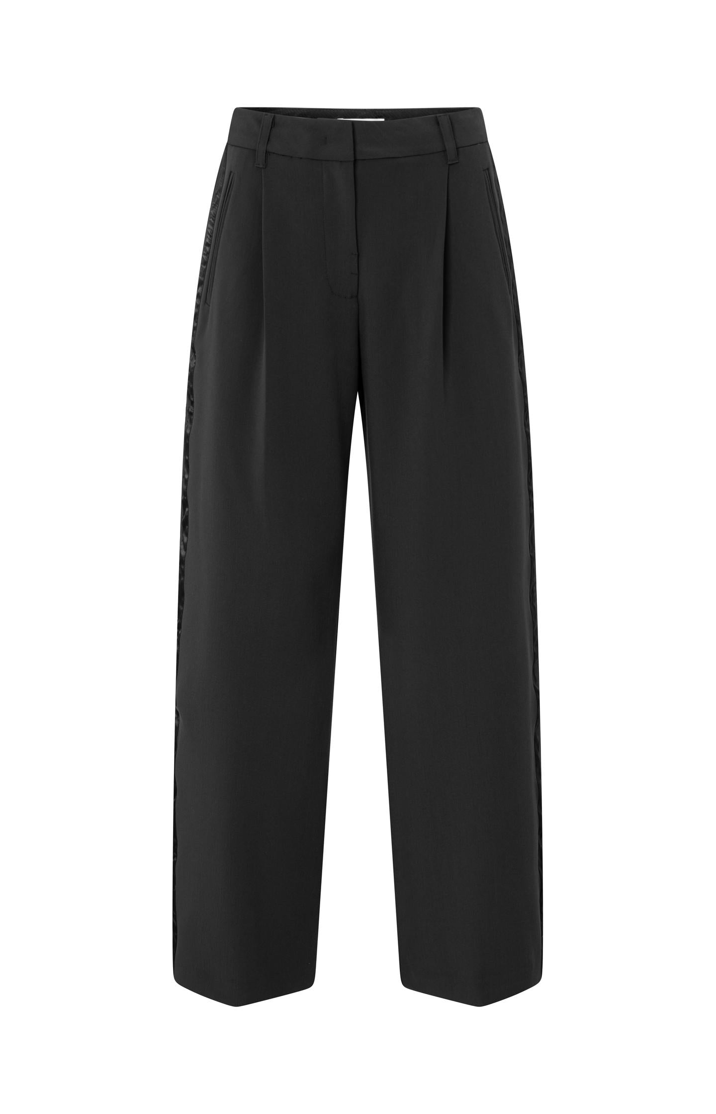Woven wide leg trousers with satin side tape - Type: product