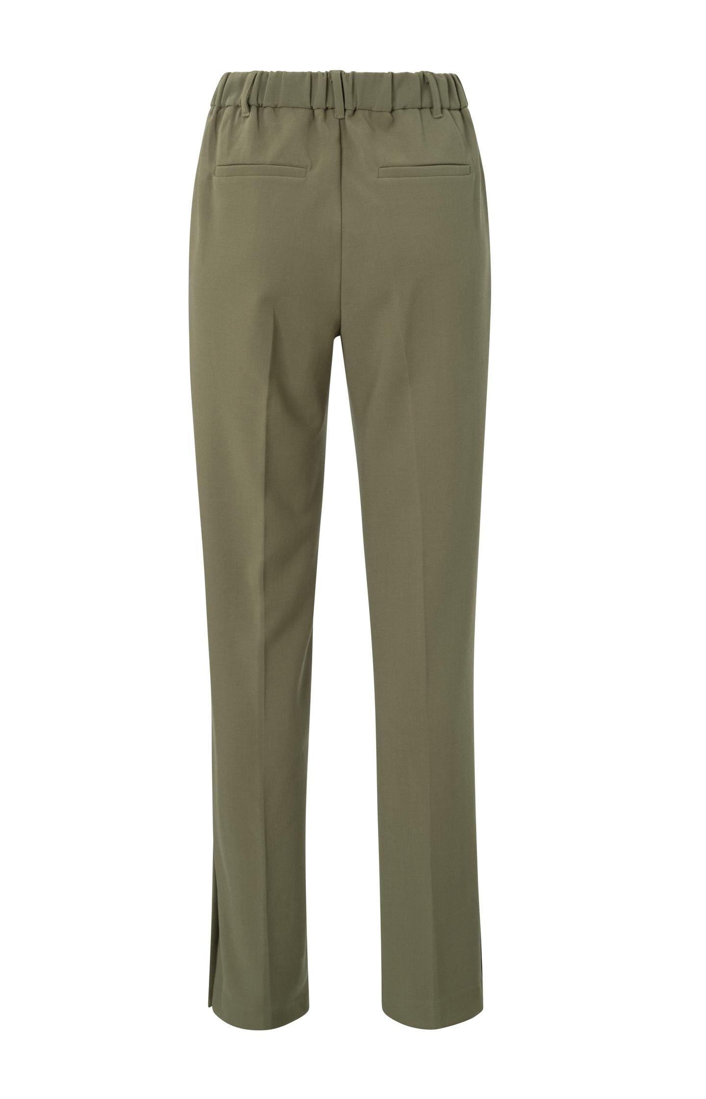 Woven wide pants with elastic waist and split