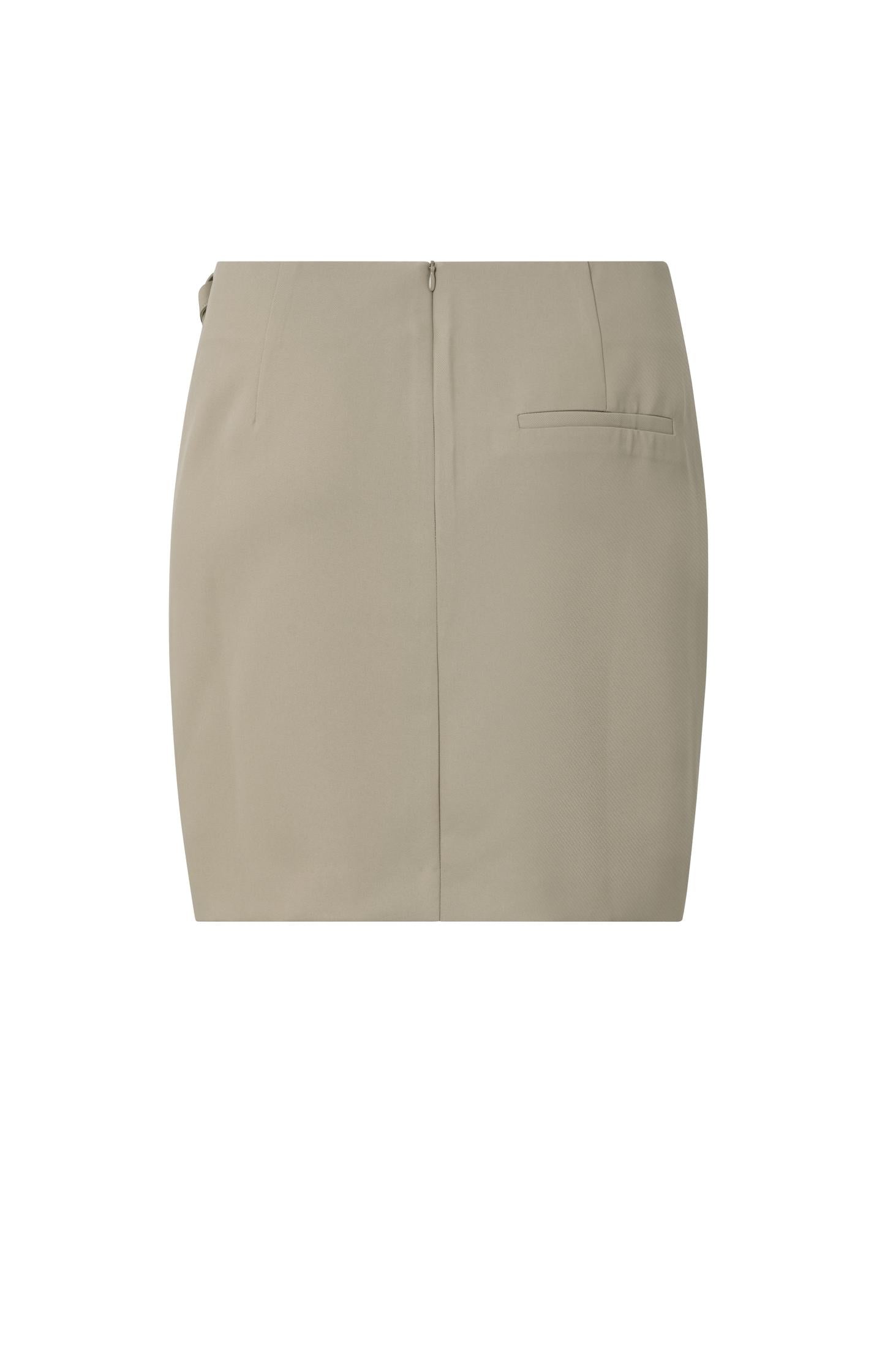 Woven wrap miniskirt with cargo pocket and zip closure