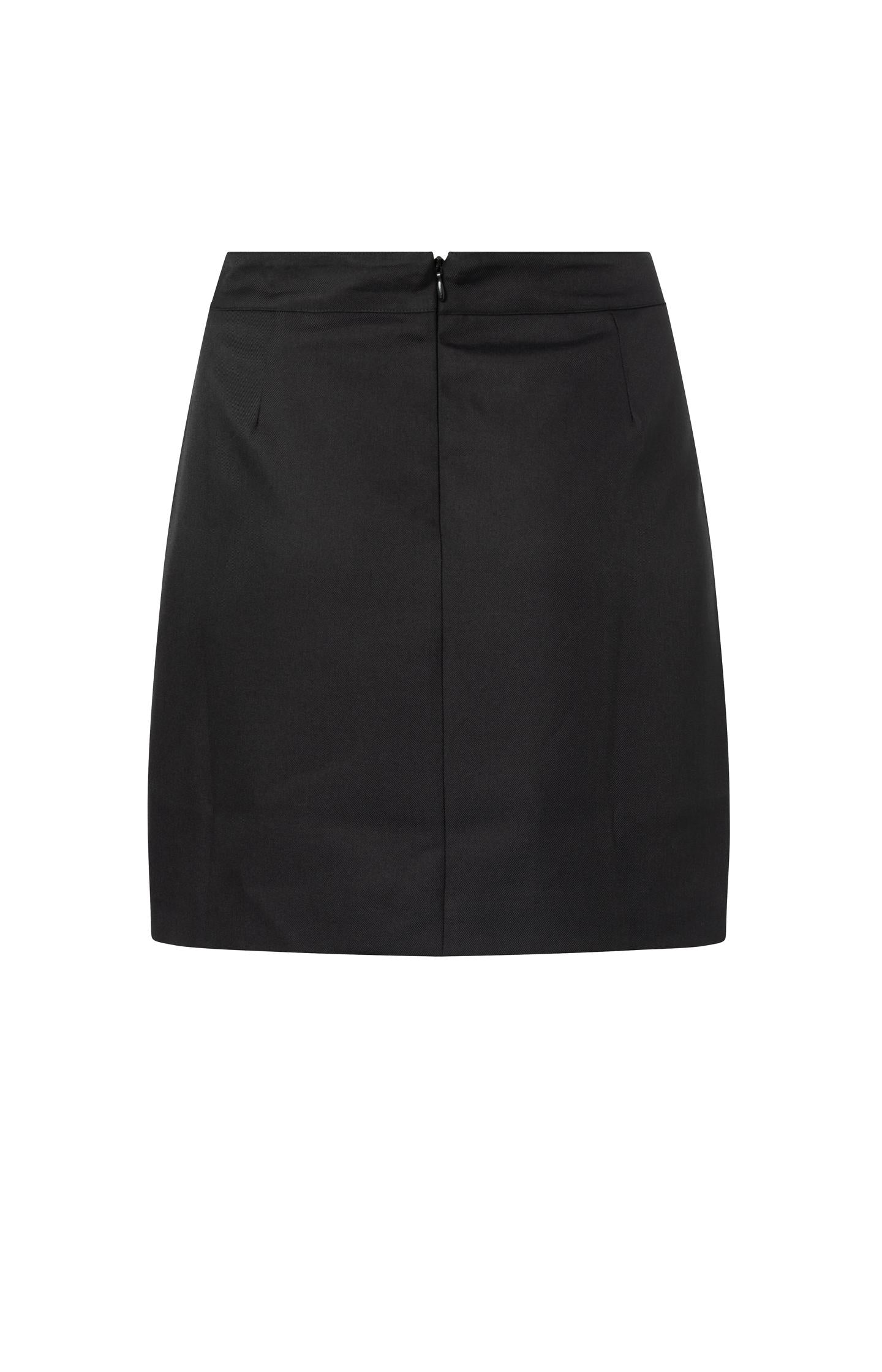 Woven wrap skirt with a decorative pocket and zipper closure