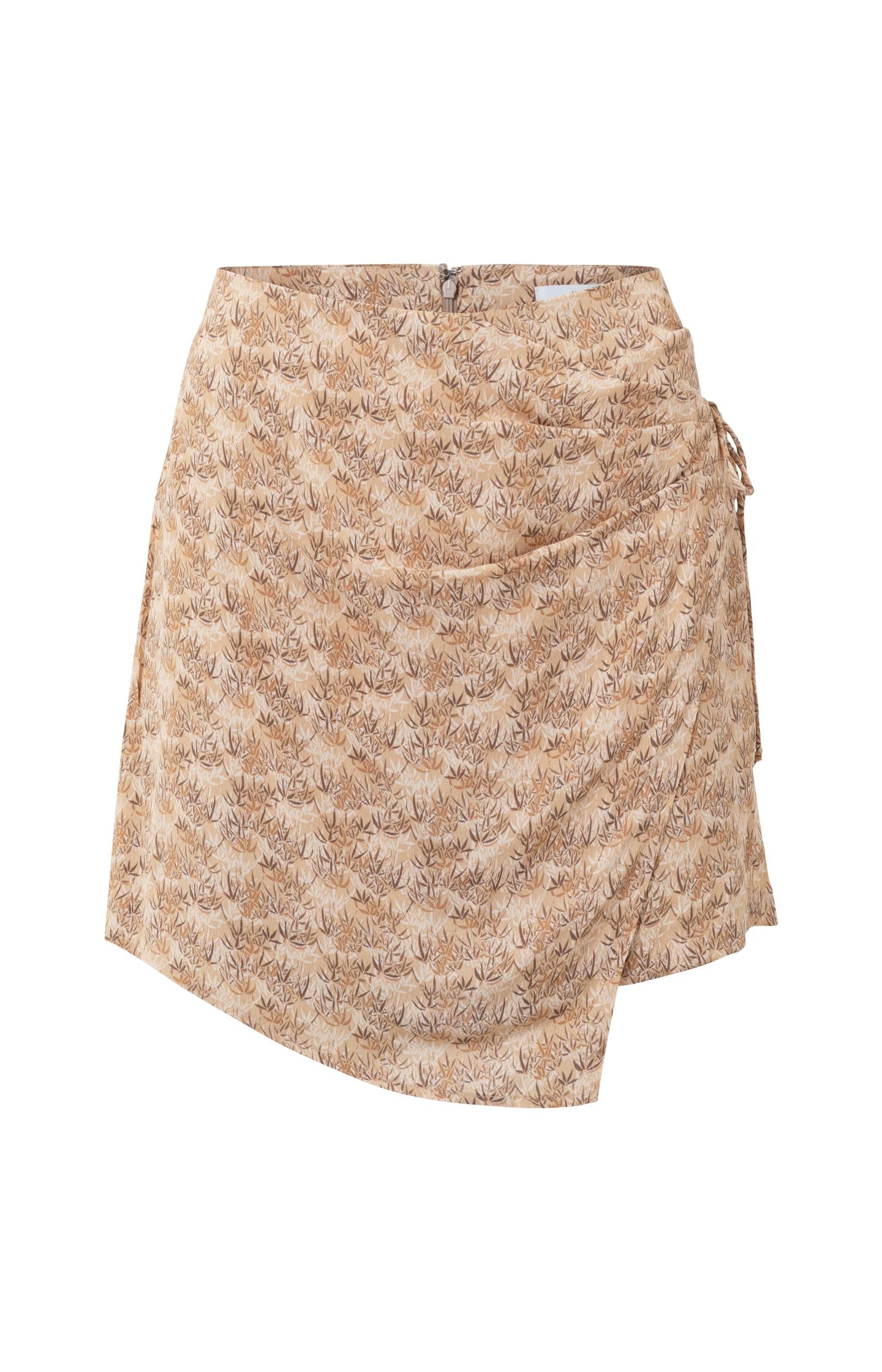 Wrap skort with bamboo print, zip and pleated details - Type: product