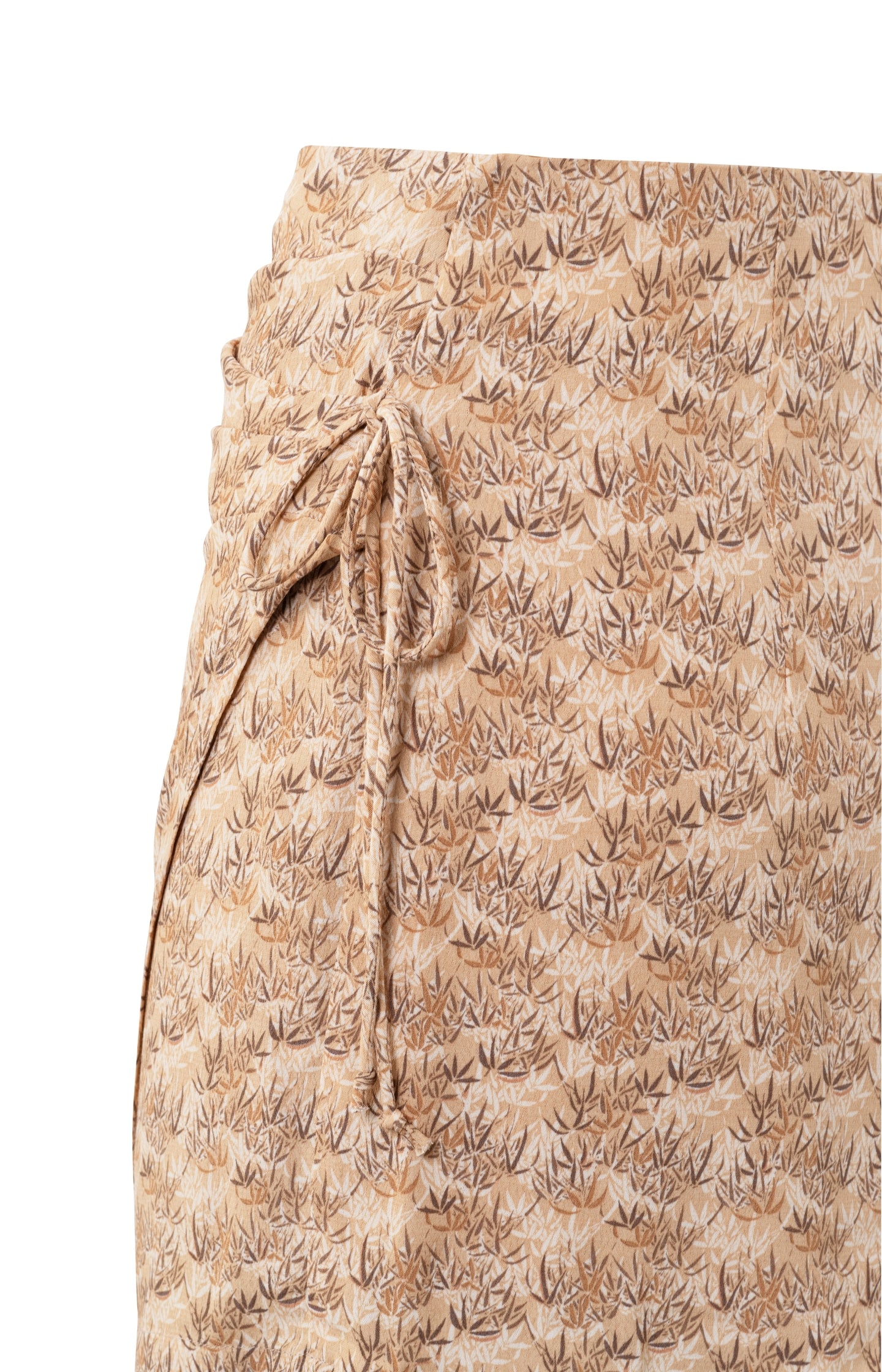 Wrap skort with bamboo print, zip and pleated details