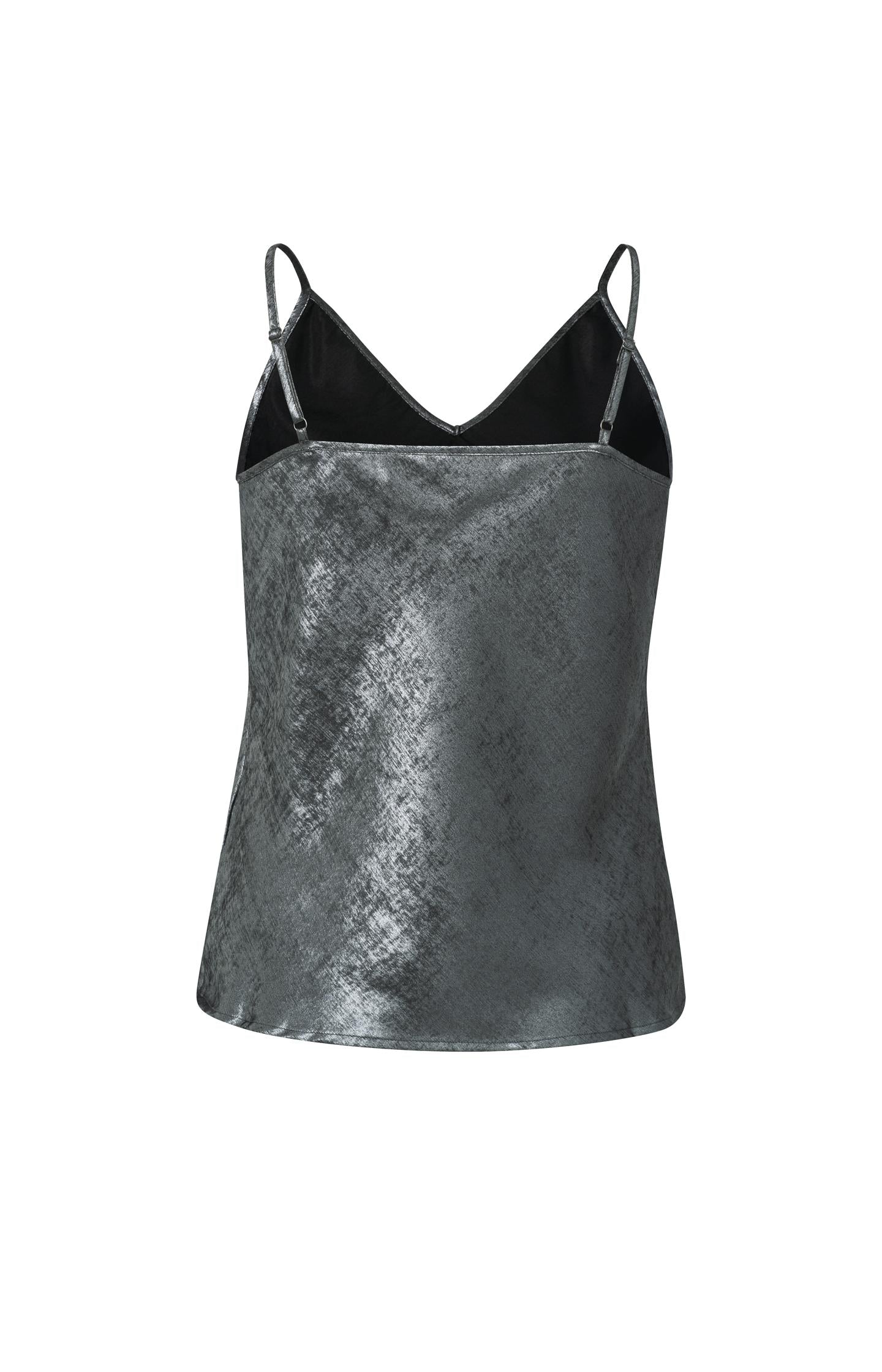 Silver metallic singlet with thin straps