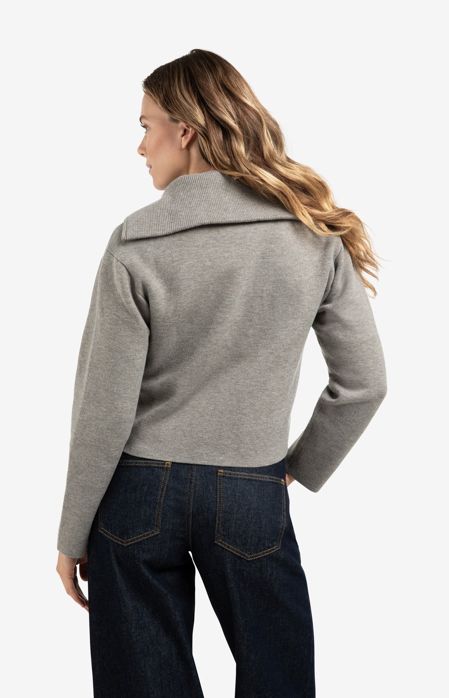 Zip-up cardigan with high neckline