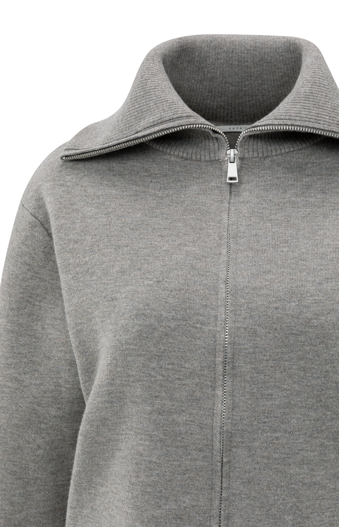 Zip-up cardigan with high neckline