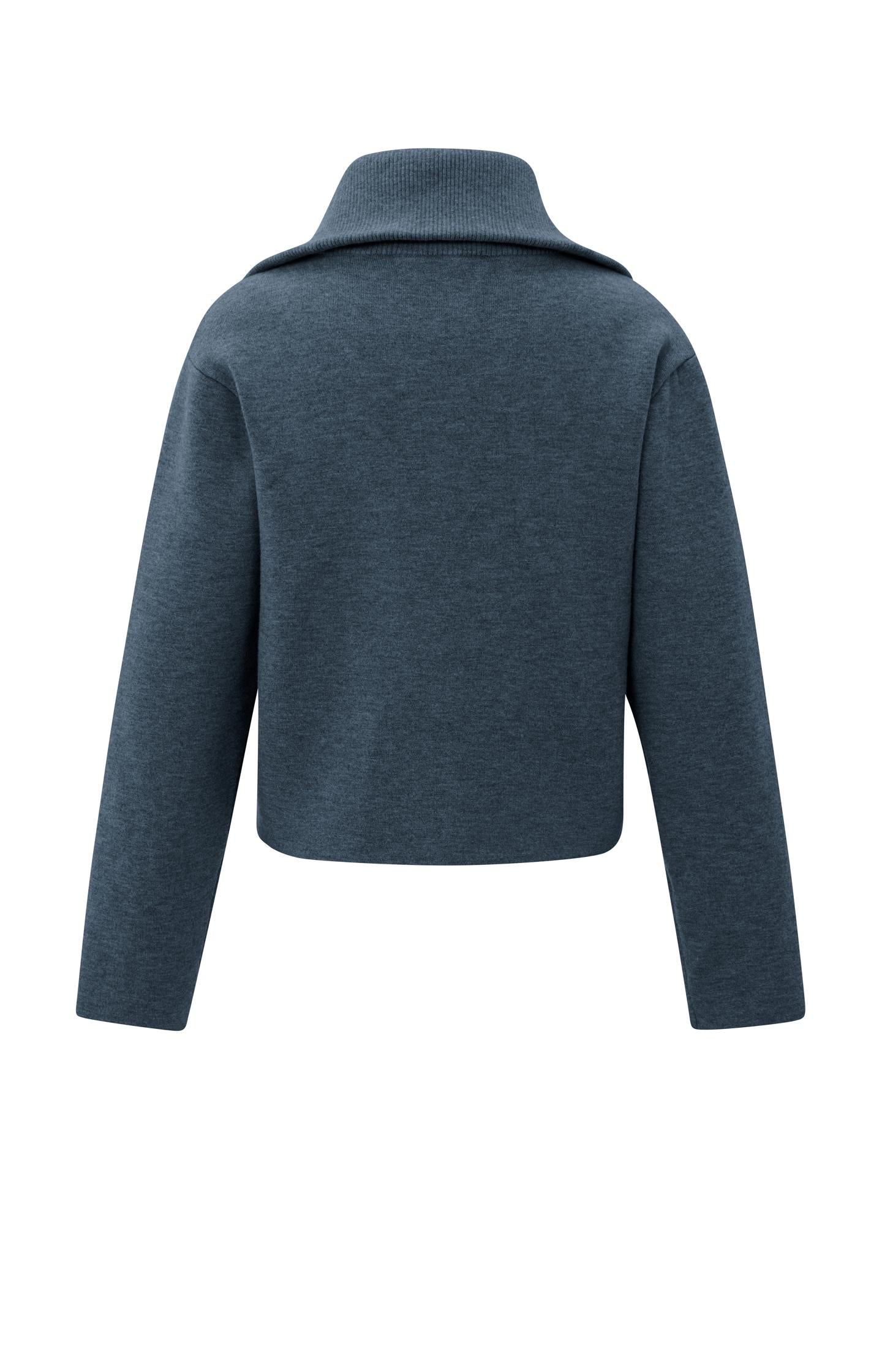 Zip-up cardigan with high neckline
