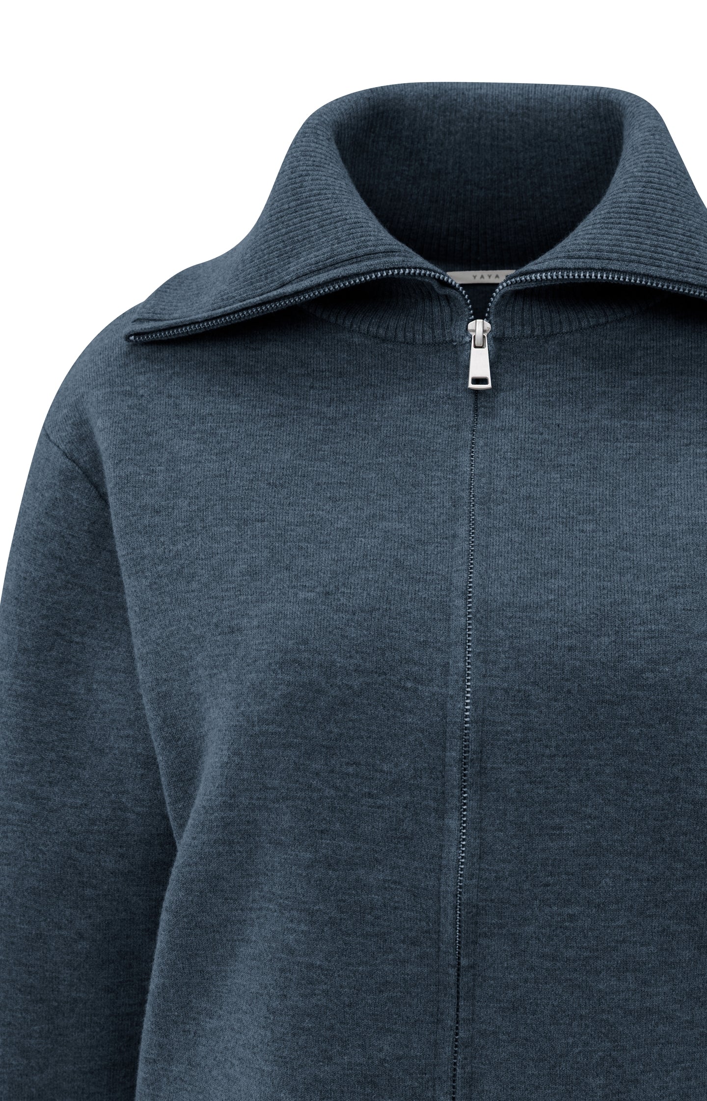 Zip-up cardigan with high neckline