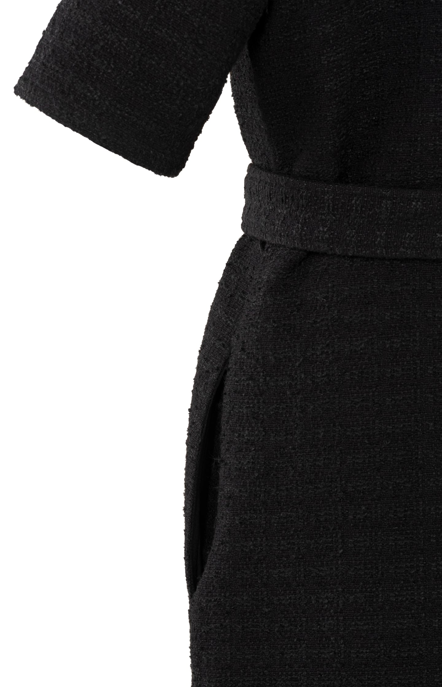 Black dress with belt and half sleeves